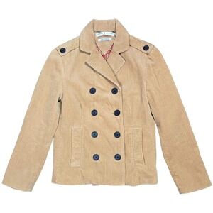 Vintage Y2K Tommy‎ Hilfiger Women's Corduroy Double Breasted Jacket Beige Size M